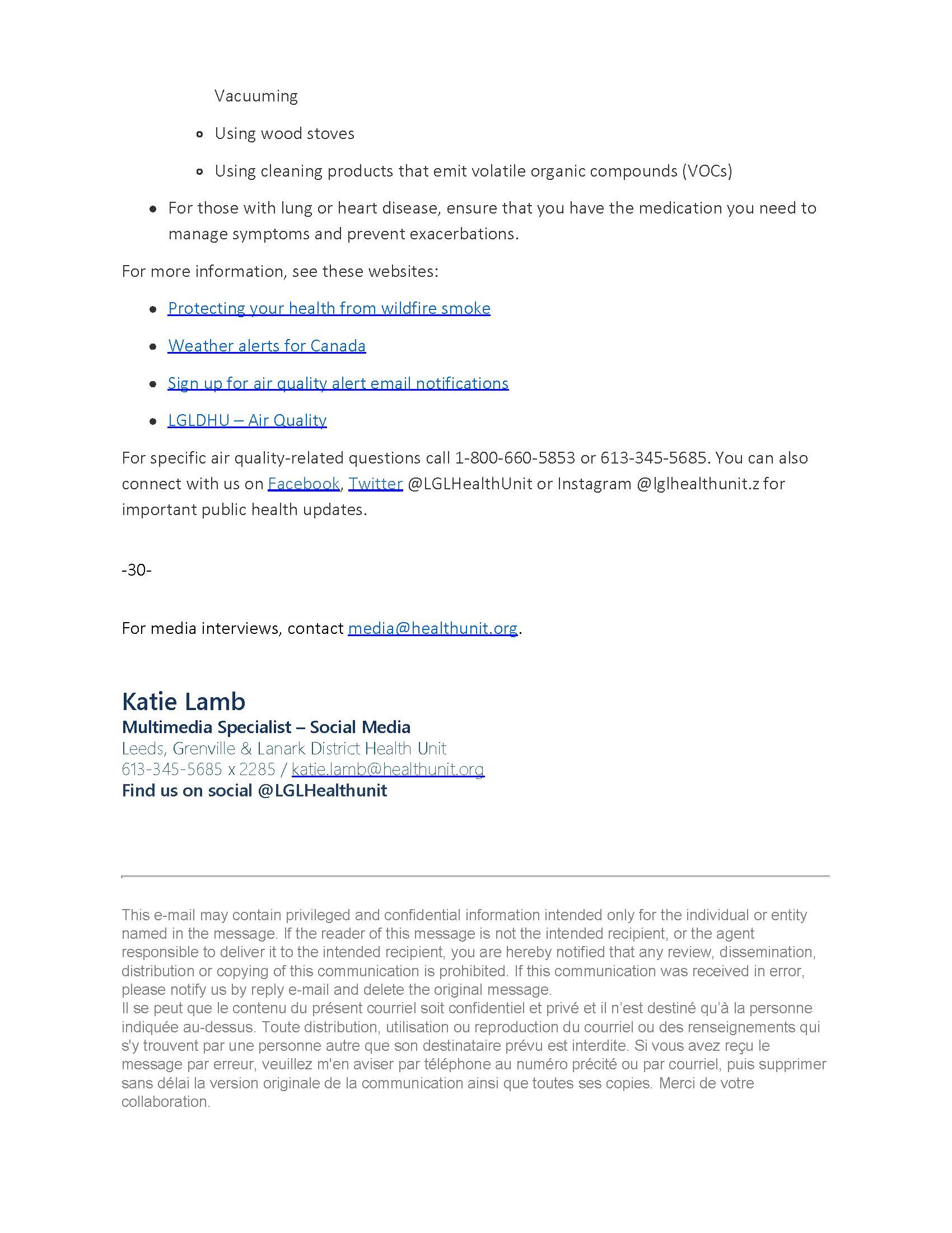 MEDIA RELEASE Outdoor Air Quality in Much of t Page 3